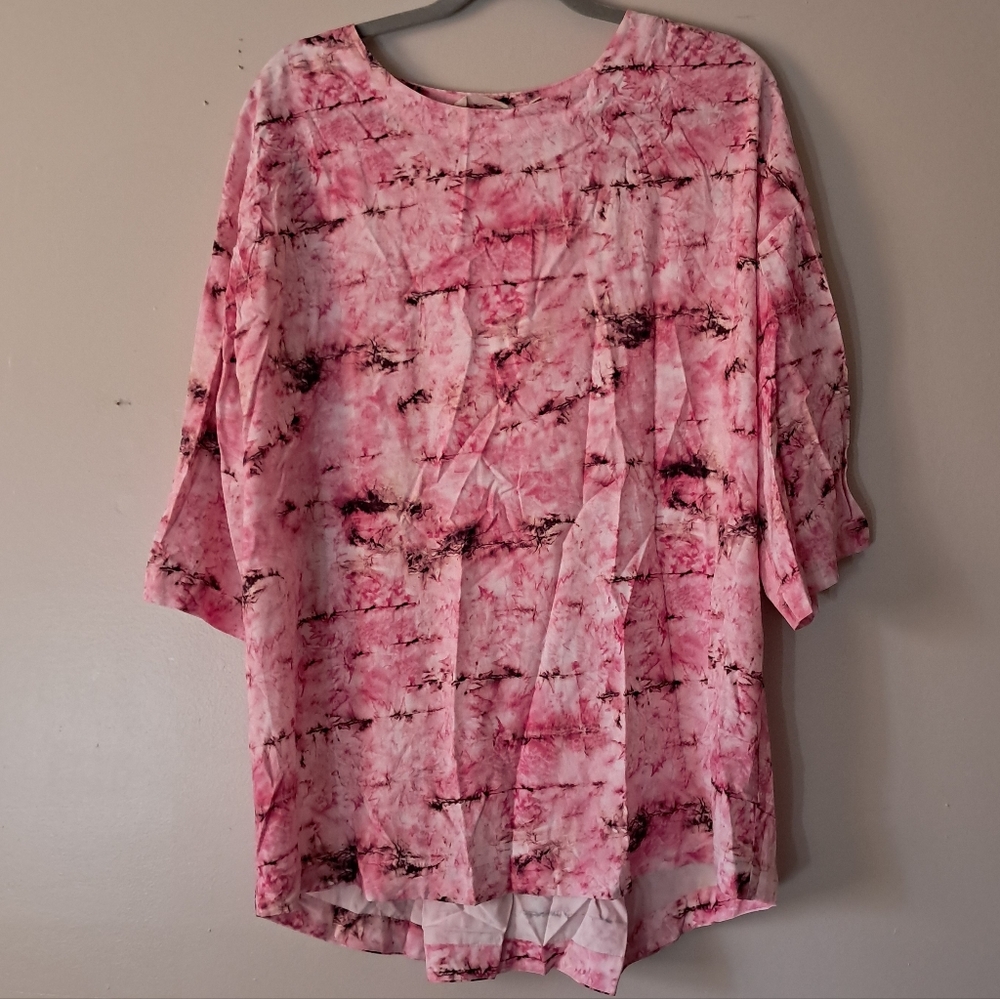 NWT Soft Surroundings Abilene Magenta Tie Dye Blouse
